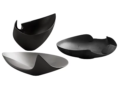 Modern Coffee Table with Stylish Black and Silver Contemporary Decorative Bowls and Elegant Design Elements 3d model