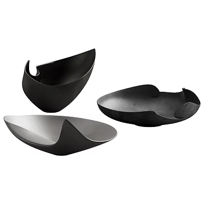 Modern Coffee Table with Stylish Black and Silver Contemporary Decorative Bowls and Elegant Design Elements 3d model