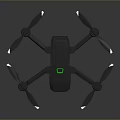 Black Modern Drone With Four Propellers Green Logo And LED Lights 3d model