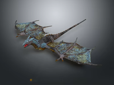 Fantasy Character And Mythical Dragon With Colorful Wings And Red Eyes 3d model