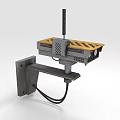 Wall Mounted Device With Black Antenna Yellow Black Warning Stripes And Metal Bracket
