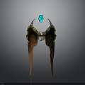 3D Model Design Of Decorative Wings With Golden Accents And Blue Gemstone