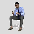 Realistic Characters Modern Characters Men Background Characters Static Characters Sitting Playing Mobile Phone Drinking Coffee 3d model