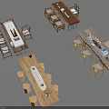 Modern Wooden Furniture Set With Tables Chairs And Stools For Home Use