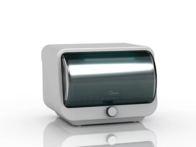 Midea White Kitchen Appliance With Transparent Door And Control Knob 3d model