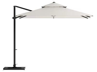 Outdoor Cantilever Umbrella With White Canopy And Black Frame For Garden Shade 3d model