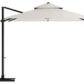 Outdoor Cantilever Umbrella With White Canopy And Black Frame For Garden Shade