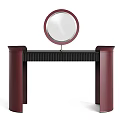 Modern Dressing Table Design With Round Mirror And Various Color Options 3d model