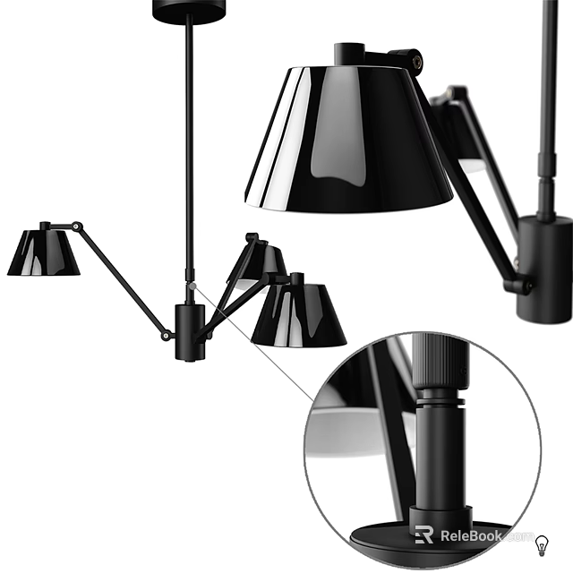 Modern Black Chandelier Featuring Adjustable Arms And Detailed Structural Design 3d model