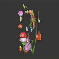 Colorful Scene Components Featuring Butterfly Flowers Leaves Stars And Mushroom Decor