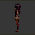 3D Fantasy Female Character With Purple Ponytail Red Purple Outfit And Decorative Wings
