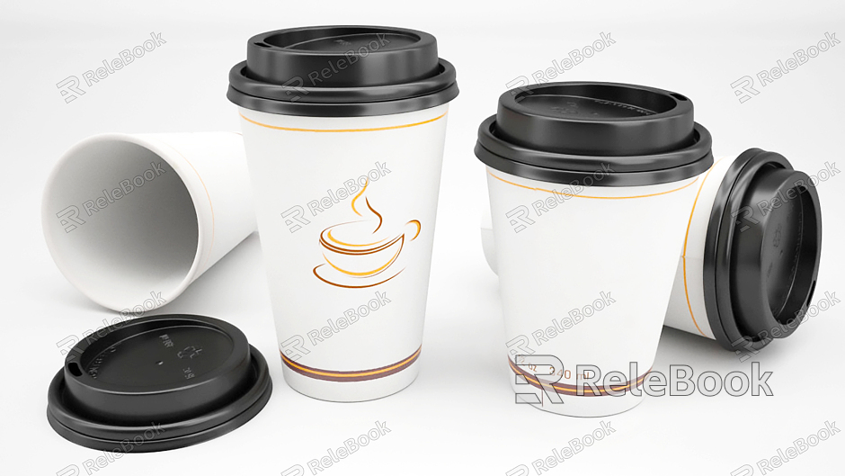 Modern Coffee Cup Paper Cup Coffee Cup Disposable Cup Mug Drink Cup model