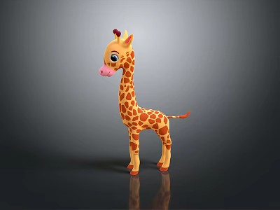 Cute Giraffe Game and Movie Character with Yellow Brown Spots Long Neck and Pink Nose 3d model