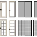 Various Design Sliding Doors For Interior Space With Glass Panels And Grid Patterns 3d model