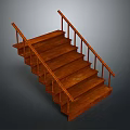Classic Wooden Staircase Design With Brown Steps And Wooden Handrails