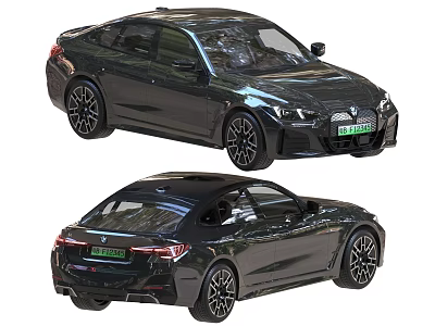 Black Electric Sedan Featuring Modern Design Sporty Wheels Front And Rear Views 3d model
