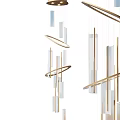 Modern Golden Ring Chandelier With Long Clear Glass Tubes And Sleek Hanging Design