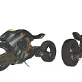 Futuristic Sleek Motorcycle Design With LED Lights Large Tires And Metallic Finish