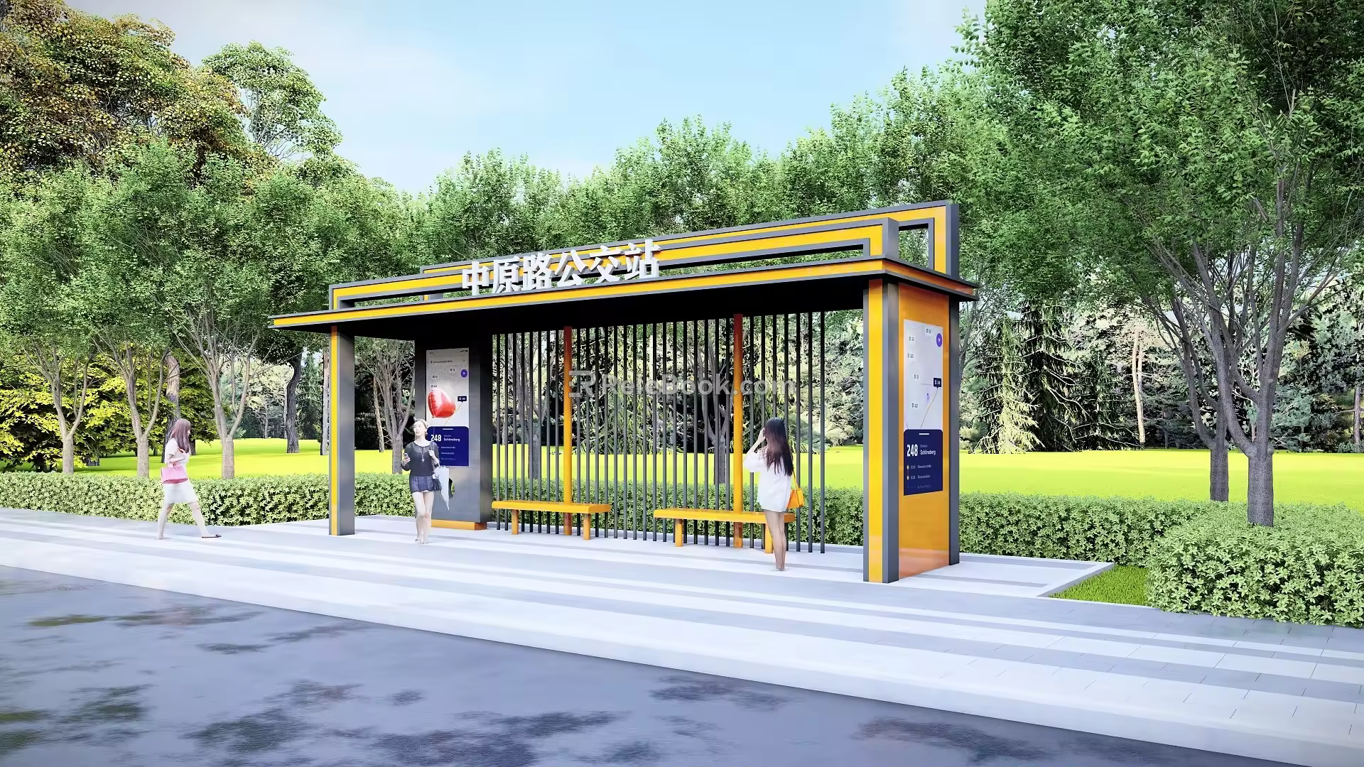 Modern Platform Bus Waiting Platform Station 3d model