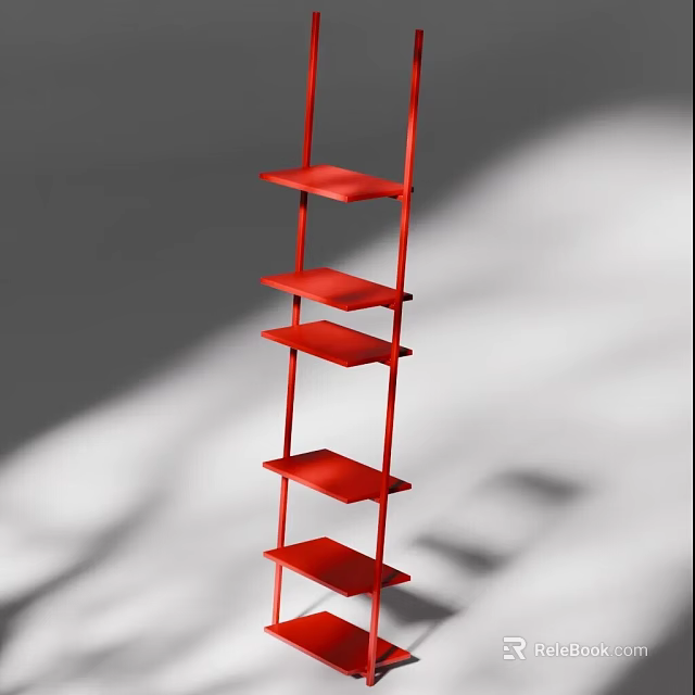 Modern Red Multi Tiered Shelving Unit For Home Decor And Storage 3d model 