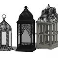 Decorative Candle Lanterns Featuring Various Designs Metal Frames And Glass Panels 3d model