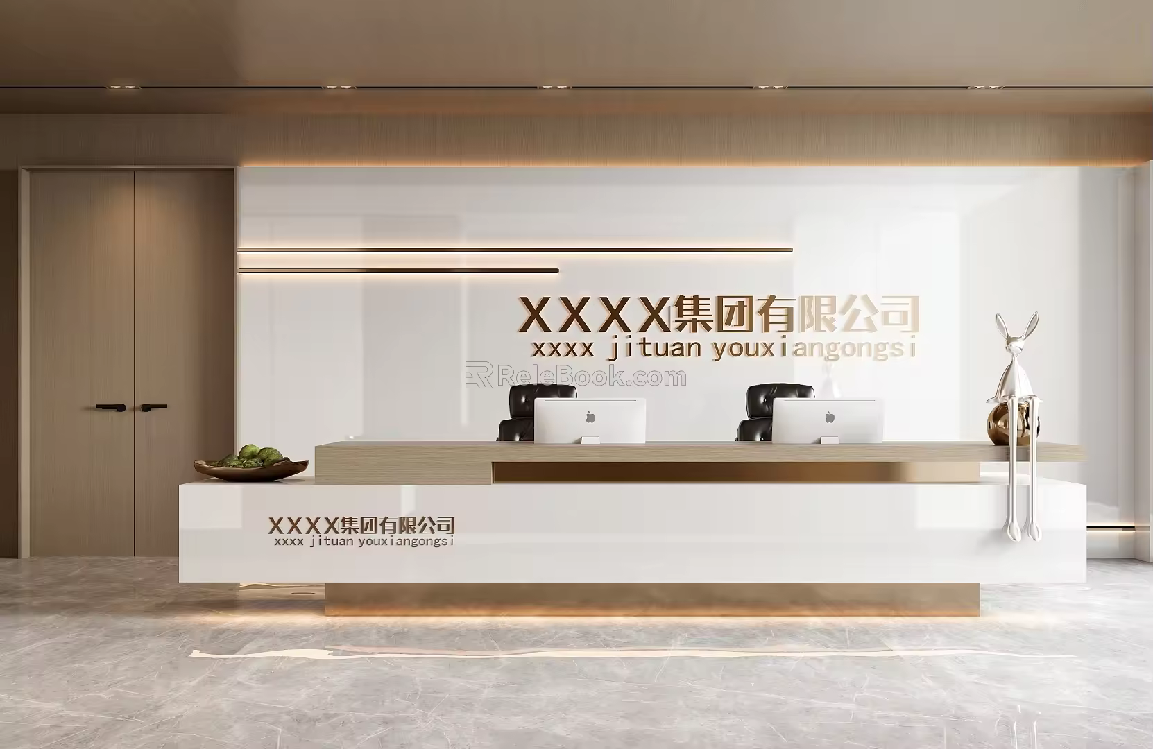 Front Desk Reception Desk 3d model