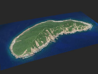 Scenic Garden Landscape on Tropical Island with Lush Greenery and Coastal Shorelines 3d model