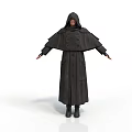 A Man Standing in Black Hooded Coat with Arms Outstretched Against White Background