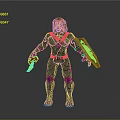 Lion Head Character In Black Armor With Red Lines Holding Sword And Shield