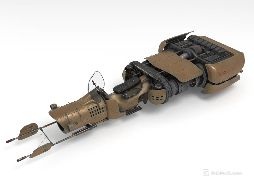 Futuristic Brown Mechanical Device 3D Model Featuring Complex Structure And Cannon Parts 3d model
