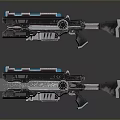 Dual Futuristic Sci-Fi Energy Weapon With Glowing Blue Elements Barrel And Grip 3d model
