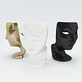 Modern Minimalist Face Shaped Decorative Vases In Gold White Black Colors