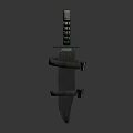 Metal Dagger With Spiral Shaped Guard And Beaded Handle On Dark Background