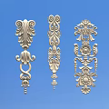 Intricate Decorative Metal Carvings With Various Ornate Patterns On Blue Background