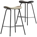 Modern Bar Stools With Black Metal Frame Beige Padded Seat Sleek Contemporary Design