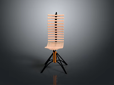 Modern Chair With Striped Backrest And Seat Black Frame Unique Design 3d model