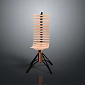 Modern Chair With Striped Backrest And Seat Black Frame Unique Design