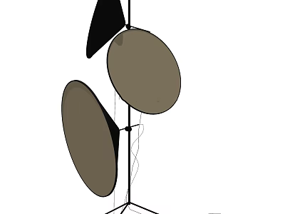 Modern Floor Lamp With Black And Brown Circular Disc Shades On Metal Stand 3d model