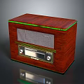 Vintage Electronic Radio with Wooden Exterior Green Trim and Classic Front Panel Control Knobs