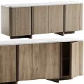 Modern Wooden Dresser With Natural Wood Grain And Marble Top Surface