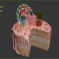 Pink Layered Cake with Strawberries Heart Candy Lollipop Chocolate Dripping Frosting and Red Sprinkles