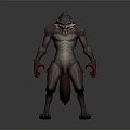Fierce Wolf Creature 3D Character Model With Standing Pose Sharp Teeth And Red Claws 3d model