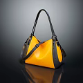 Stylish Yellow Leather Handbag With Black Straps And Top Handle Design