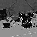 Professional Black Drum Set With Cymbals Stands And Marshall Amplifier