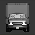 Gray Box Van Cargo Vehicle With Delivery Truck Design And Reflective Surface
