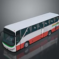 White And Red Passenger Bus With Green Stripes Modern Exterior Design