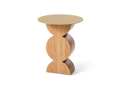 Stylish Wooden Side Table With Unique Curved Base And Round Top 3d model