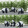 Modern Panda Panda Bamboo 3d model