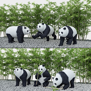 Modern Panda Bamboo 3d model