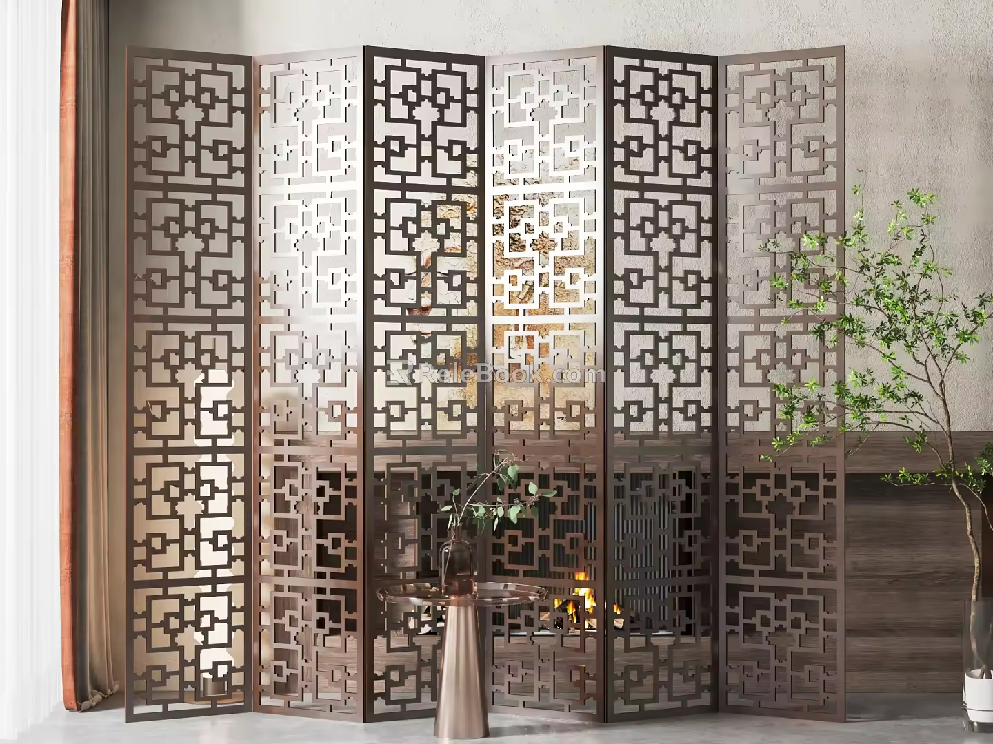 New Chinese Style Screen Partition 3d model